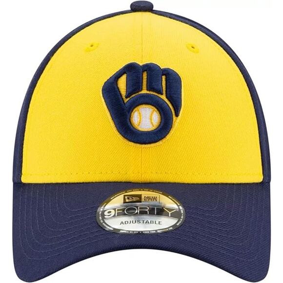 NWT Milwaukee Brewers Yellow 9Forty Adjustable Hat by New Era League Cap - Picture 3 of 6